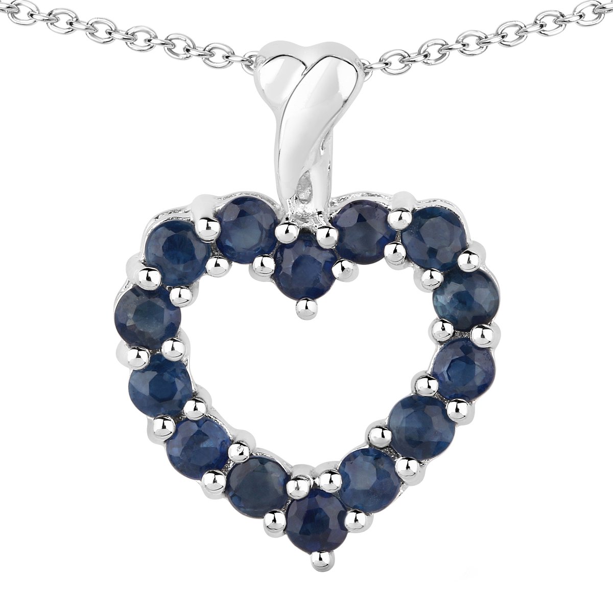 Vira Jewels Anhänger mit Kette 925 Sterling Silber rhodiniert Safir