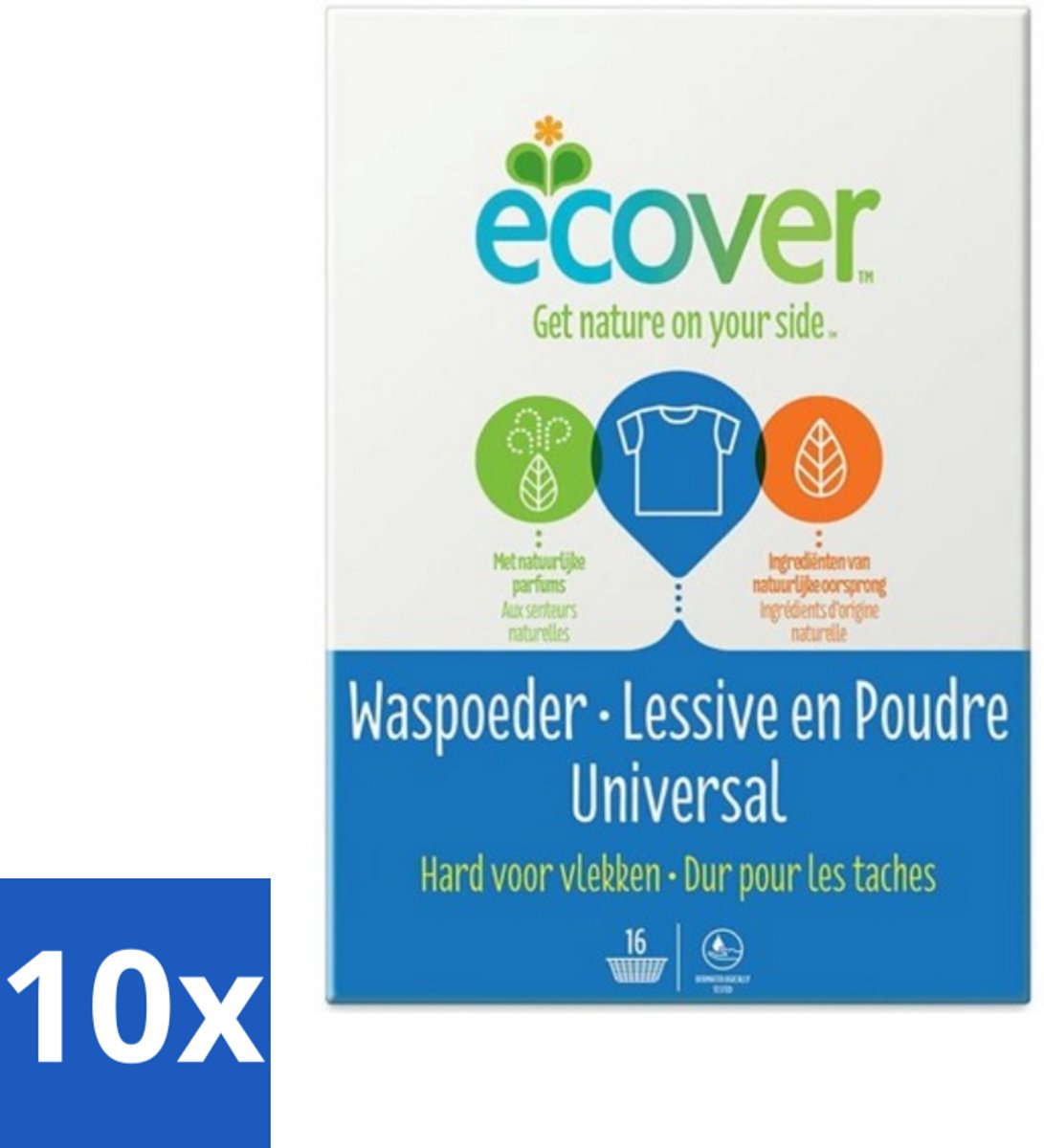 10 x Ecover - Waspoeder Universal - Voor witte & bonte was - 1,2 kg - Ecover Waspoeder Universal - Waspoeder - Wasmiddel - Waspoeder Voor Witte Was - Waspoeder Voor Bonte Was