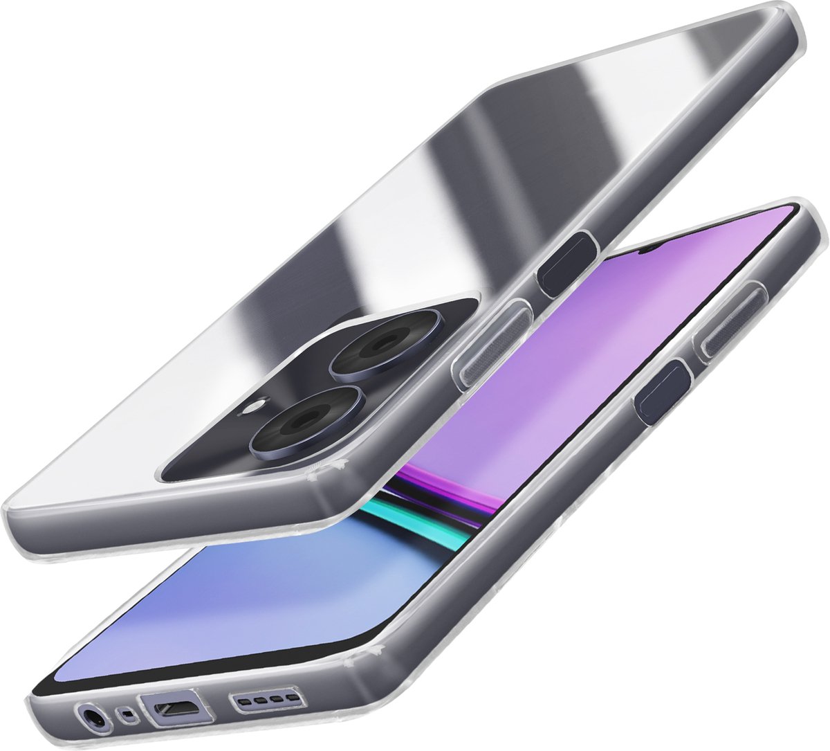 Avizar Slim Case Hoesje Geschikt voor Realme Note 60 van Zachte Siliconen, Transparant