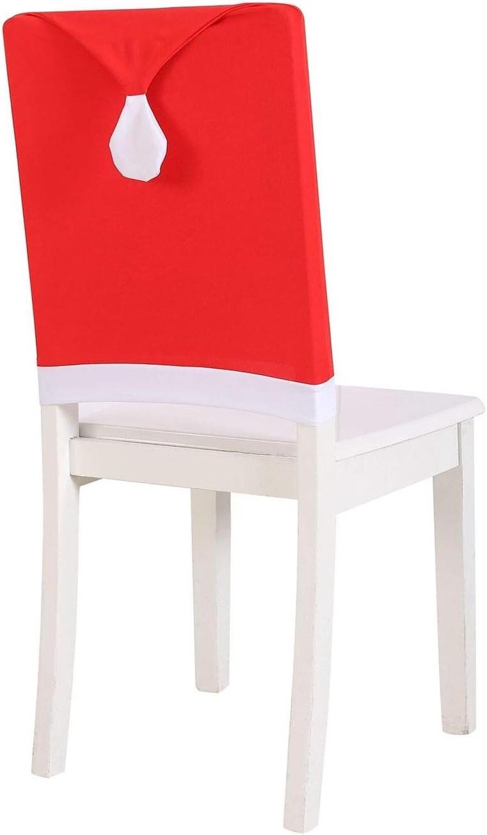 Set van 4 rode Kerststoel Rughoezen met Kerstman Hoed - Xmas Party Decoratie