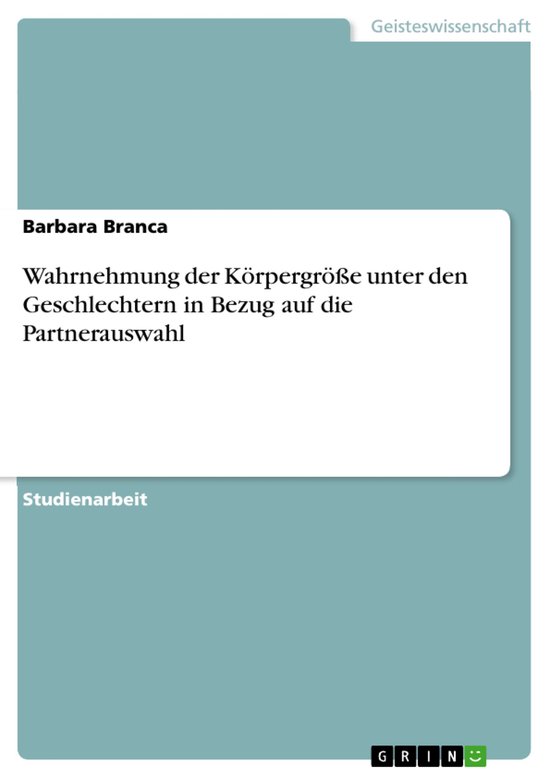 Wahrnehmung der Körpergröße unter den Geschlechtern in Be ... - cover