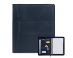 Safekeepers leren schrijfmap A4 met ringband & rits – premium conferentiemap voor documenten, laptop & tablet Blauw