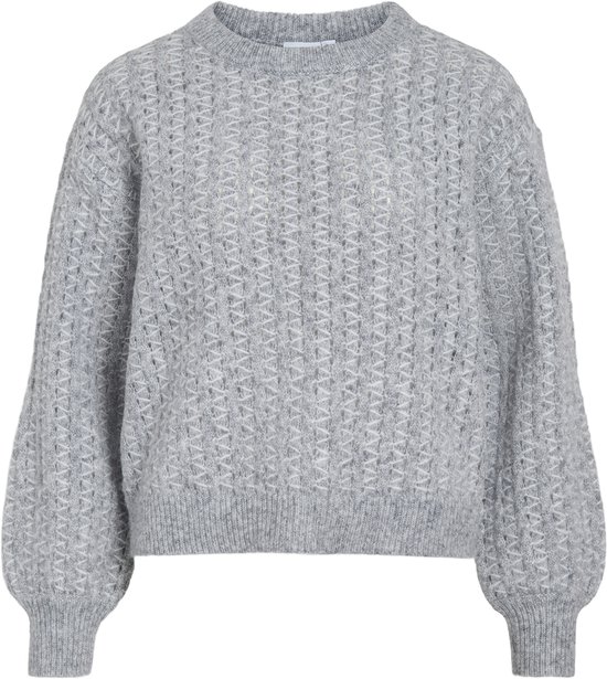Vila Trui Viryleigh O-neck L/s Knit Top/tes 14108860 Medium Grey Melange Dames Maat - XL