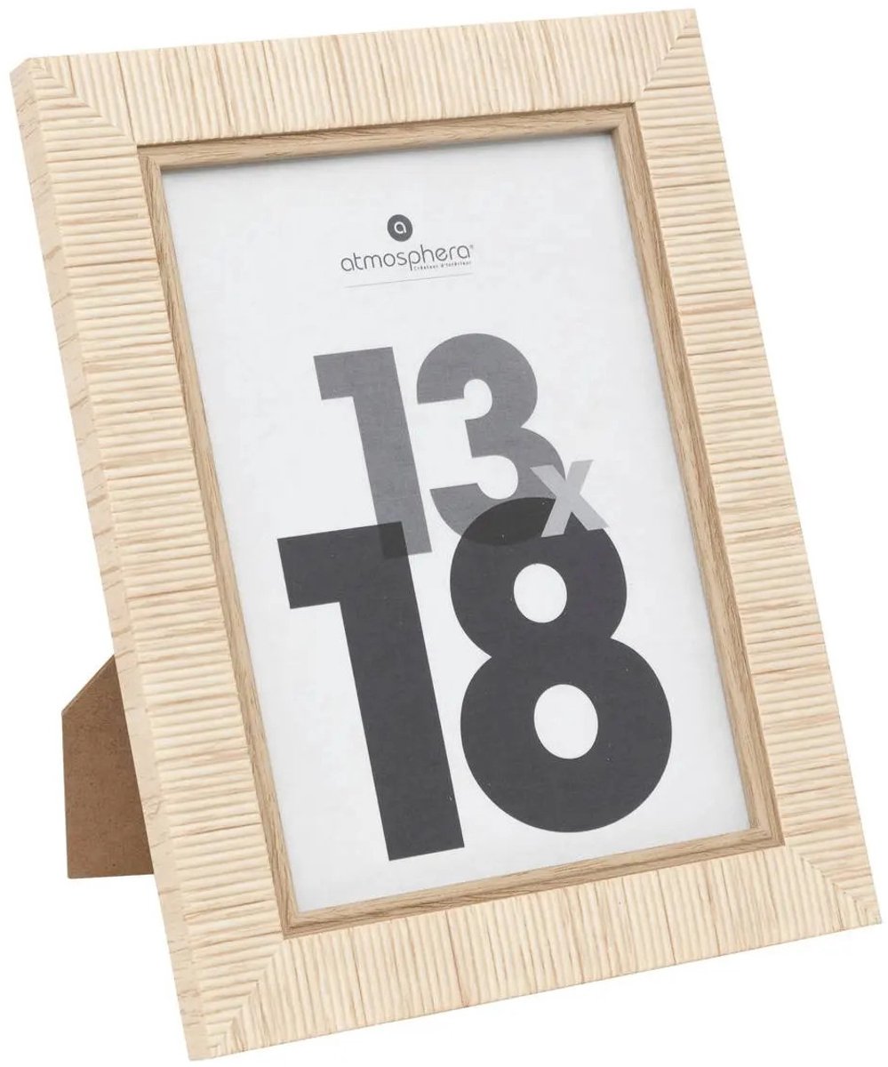 Atmosphera Fotolijstje Bali - voor 13 x 18 cm foto - beige - mdf/glas - ornament frame 17.5 x 22.5 cm - staand/hangend