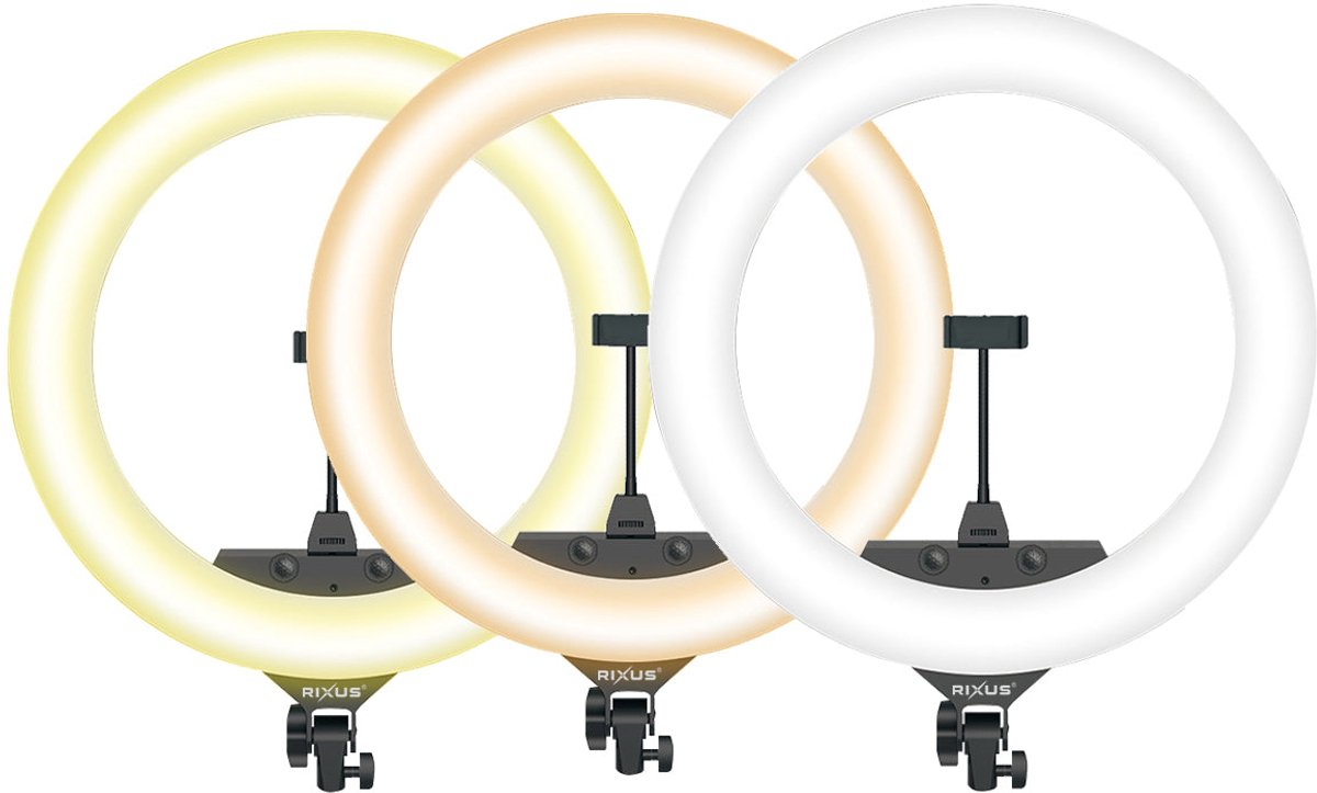 Rixus RXLG14 Selfie Ring Light And Holder Stick 14 inch