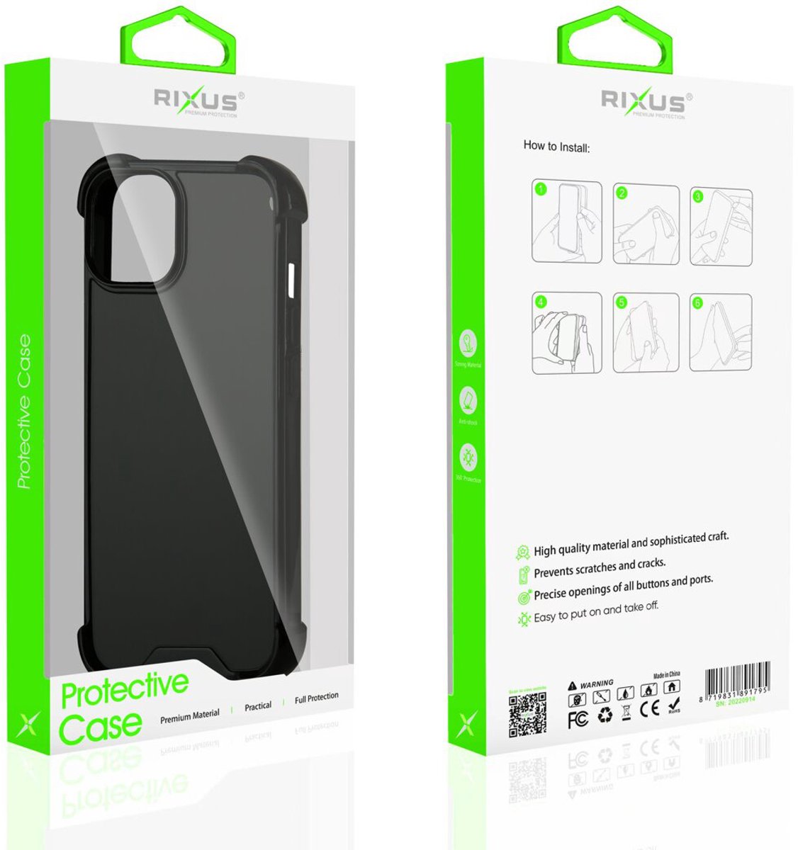 Rixus Anti-Burst Case For iPhone 14 Pro Max Black