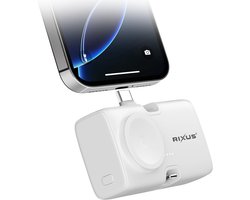 Rixus Mini Click-On 3 In 1 Powerbank 4500mAh - White - RXPB13 - For Smartphones, Tables & Smartwatches