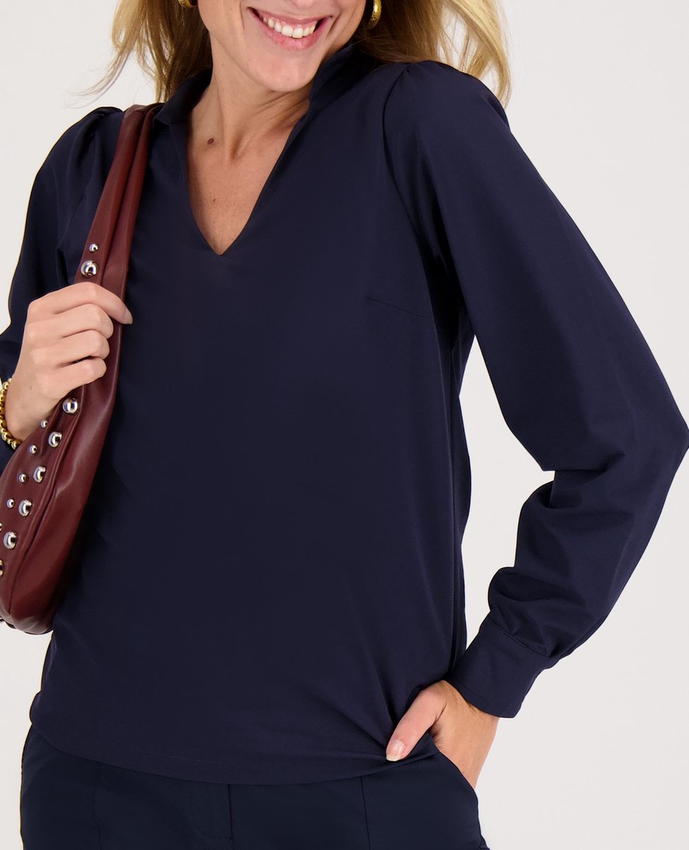 Je m'appelle Travelstof Top - Dames - Blauw - Maat M