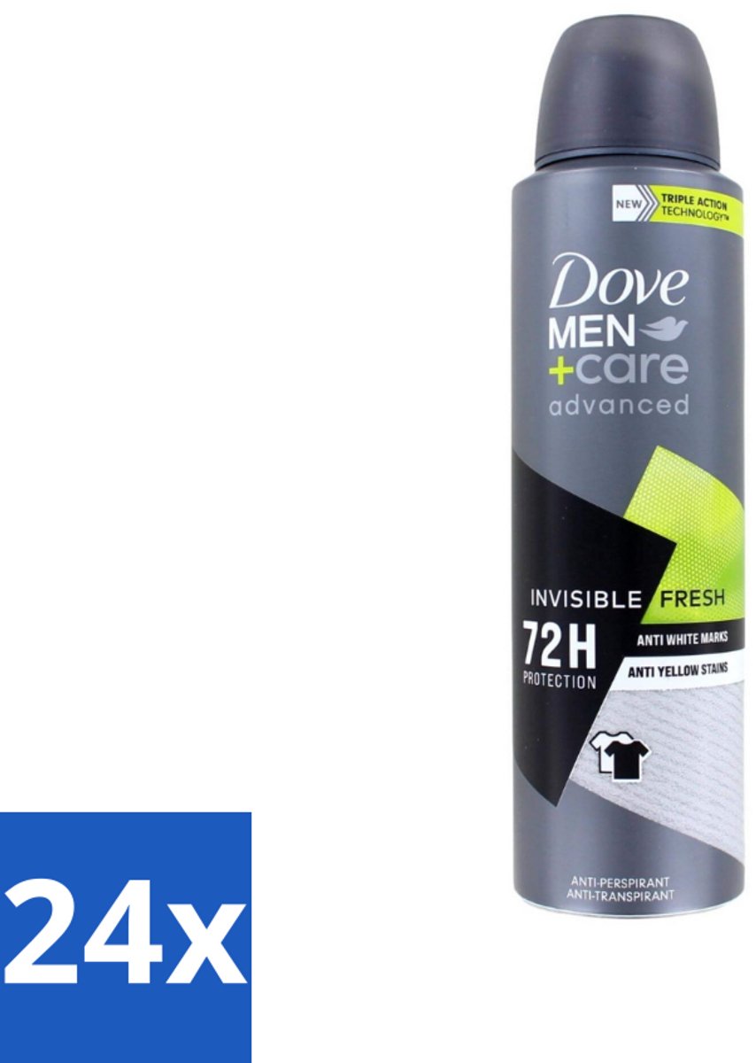 24 x Dove Men+Care Deodorant Spray - Invisible Fresh - 150 ml - Deodorant Spray - Anti-transpirant - Mannen Deodorant - 72 Uur Bescherming - Onzichtbare Formule