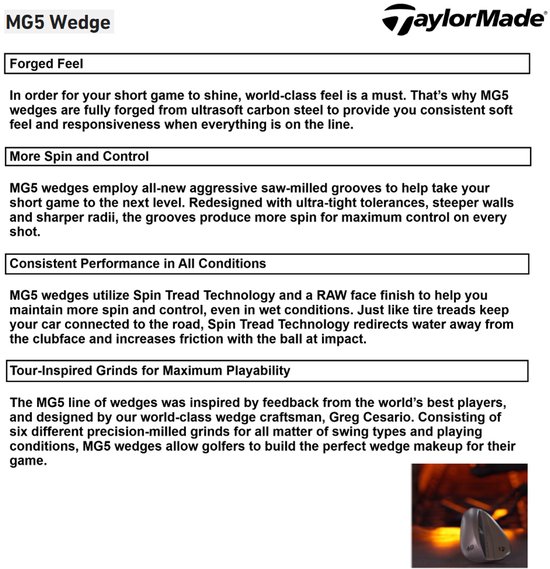 TaylorMade Milled Grind 5 Wedge (steel shaft) 2025 - Chrome - Rechtshandig - | 56° Loft - 12° Bounce van TaylorMade — afbeelding 2