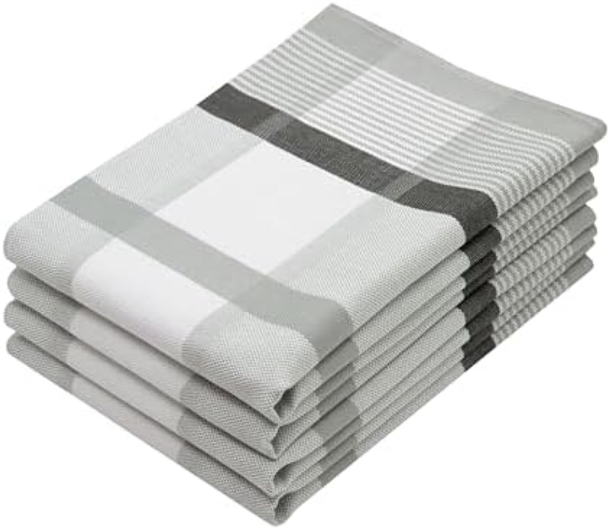 PromoHome Set van 4 Katoenen Theedoeken Keukenhanddoeken 50x70 cm - Hoogwaardige Absorberende Keukendoeken voor Afdrogen en Schoonmaken - Geschikt voor Wasmachine en Droger