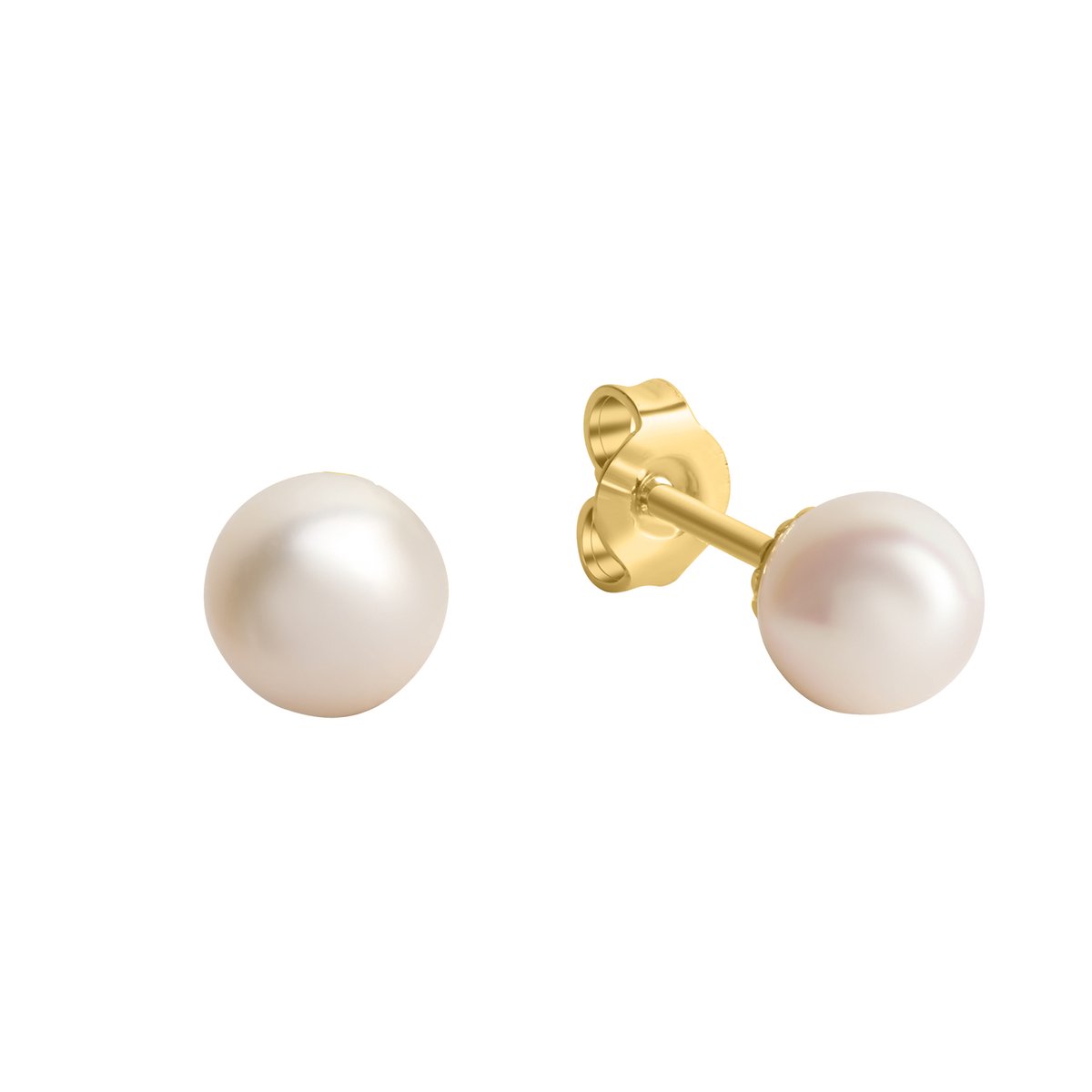 Orolino Ohrringe Gold 585 mit weißen Perlen 5,5-6mm rund