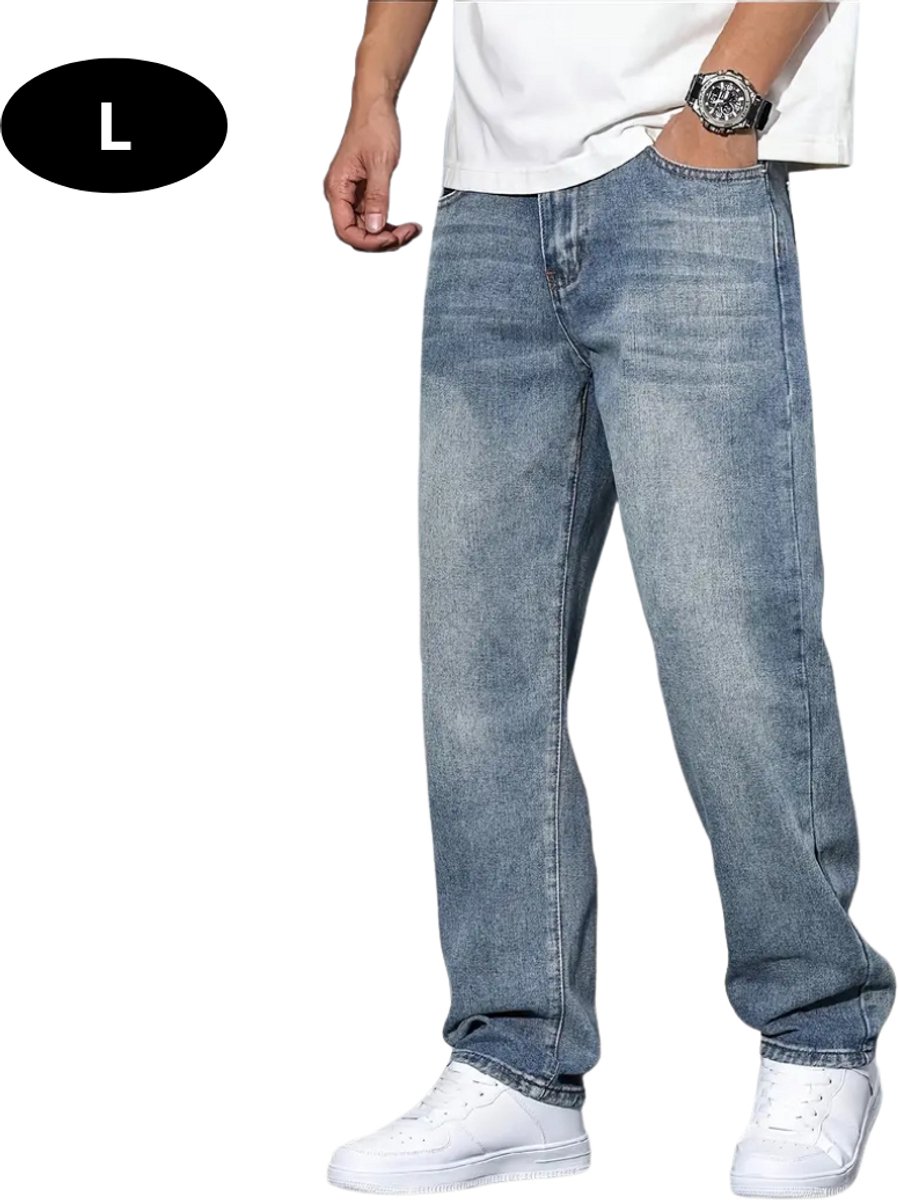 Nivard Lange Broek Heren Spijkerbroek Broeken Spijker Pants Jeans Trouser Stretch Straight Leg Grijs