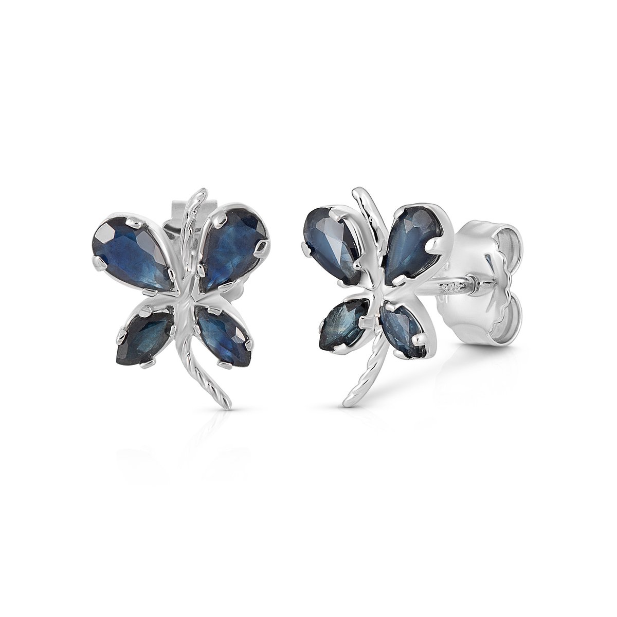 Vira Jewels Ohrringe Silber 925 rhodiniert Schmetterling-Motiv mit echten Saphir-Steinen