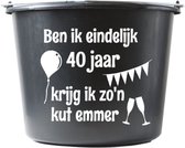 Cadeau emmer – 12 liter – zwart – verjaardag – Kado – met tekst: Ben ik eindelijk 40 jaar krijg ik zon kut emmer