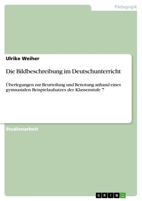 Die Bildbeschreibung im Deutschunterricht - cover