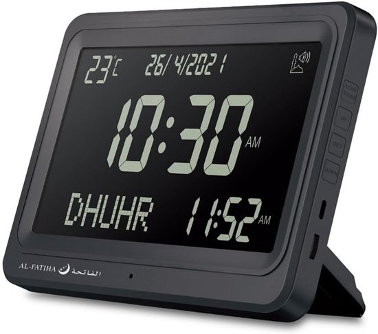 AL-FAJIA Digital 8 Azan Prayer Sounds Islamic Black Clock for USA - Jet