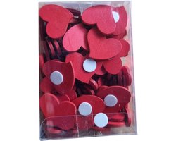 100x Houten hartjes met plakker (Valentijn, huwelijk, liefde)