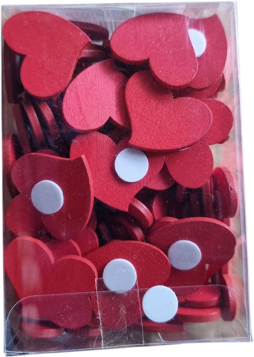 100x Houten hartjes met plakker (Valentijn, huwelijk, liefde)