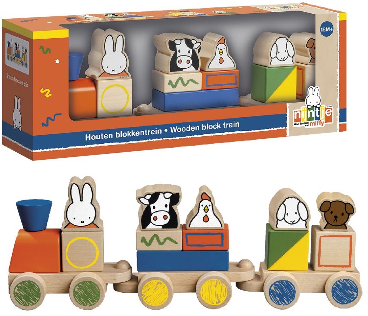 Nijntje houten speelgoed blokkentrein, trein met blokken - peuter kleuter educatief speelgoed - vanaf 1,5 jaar - Bambolino Toys cadeau tip — afbeelding 15