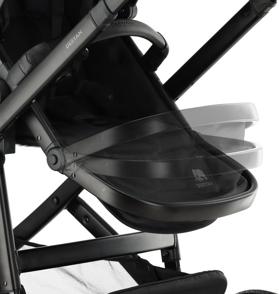 Deryan Evy V2 Kinderwagen - Duo Kinderwagen - Uitbreidbaar - Inclusief reiswieg - Zwart