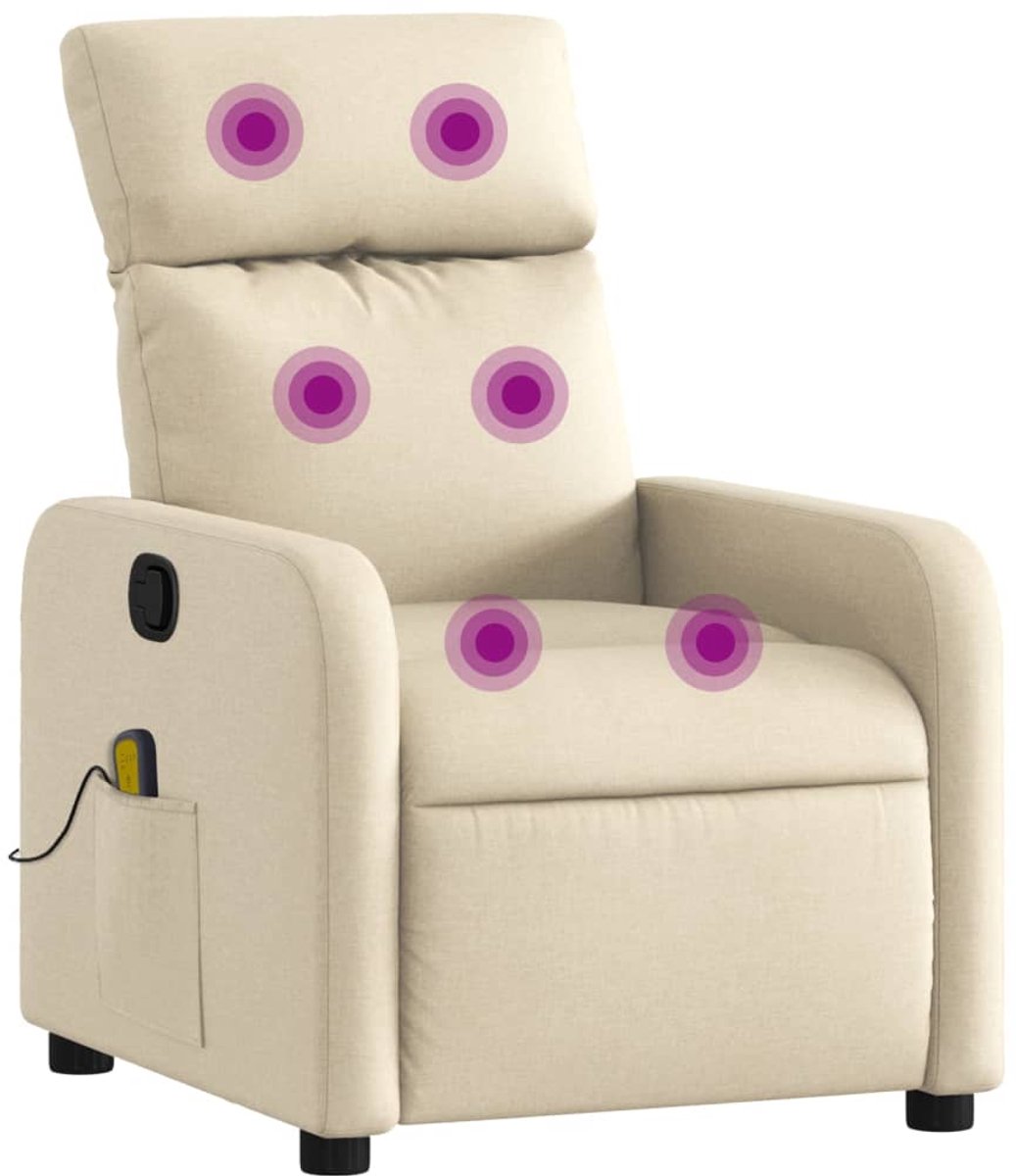 vidaXL Massagestoel - verstelbaar - stof - crèmekleurig