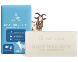 Body Restore Goat Milk Soap - Geitenmelk zeep - 100% Natuurlijke zeep voor lichaam, gezicht en handen - Geurloos - met Probiotica