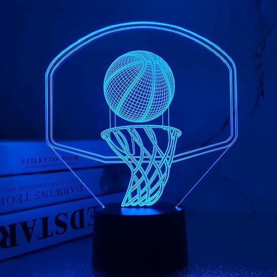 Daity 3D Basketbal Nachtlampje Backboard Illusie Hoop Licht voor Kinderkamer Thuis Kerstmis Verjaardagscadeau voor Jongens Mannen Vrienden met 16 Kleurveranderende Afstandsbediening