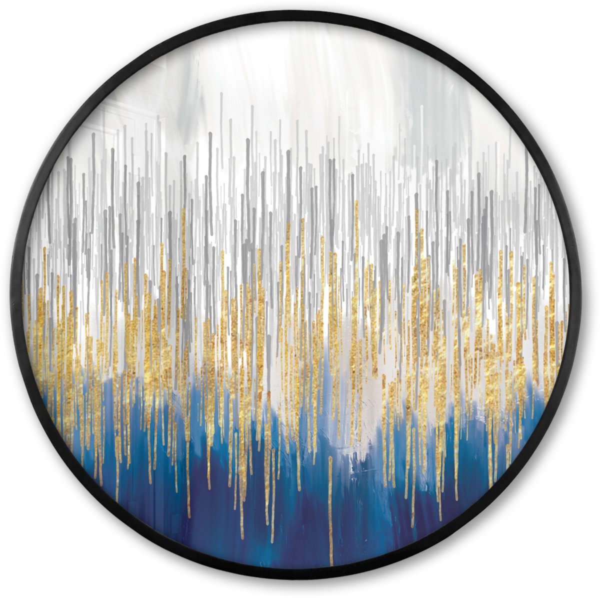 FrameYourWall Poster in lijst Rond - Fotolijst 60x60 cm - Posters - Abstract - Schilderij - Olieverf - Ronde posterlijst zwart - Decoratie - Wanddecoratie woonkamer - Muurdecoratie slaapkamer Multicolor