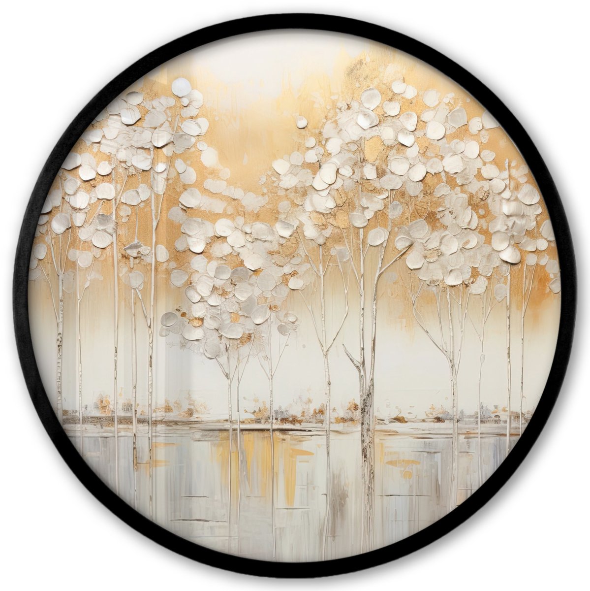 FrameYourWall Poster in lijst Rond - Fotolijst 40x40 cm - Posters - Bomen - Kunst - Acryl - Natuur - Ronde posterlijst zwart - Decoratie - Wanddecoratie woonkamer - Muurdecoratie slaapkamer Abstract - Natuur