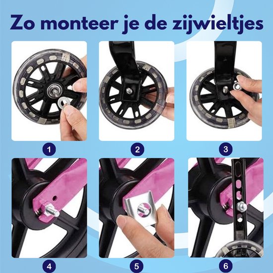 Knaak Zijwieltjes voor Kinderfiets - Roze - 12 t/m 20 Inch - Stevige Zijwielen - Fietsaccessoires van Knaak — afbeelding 3