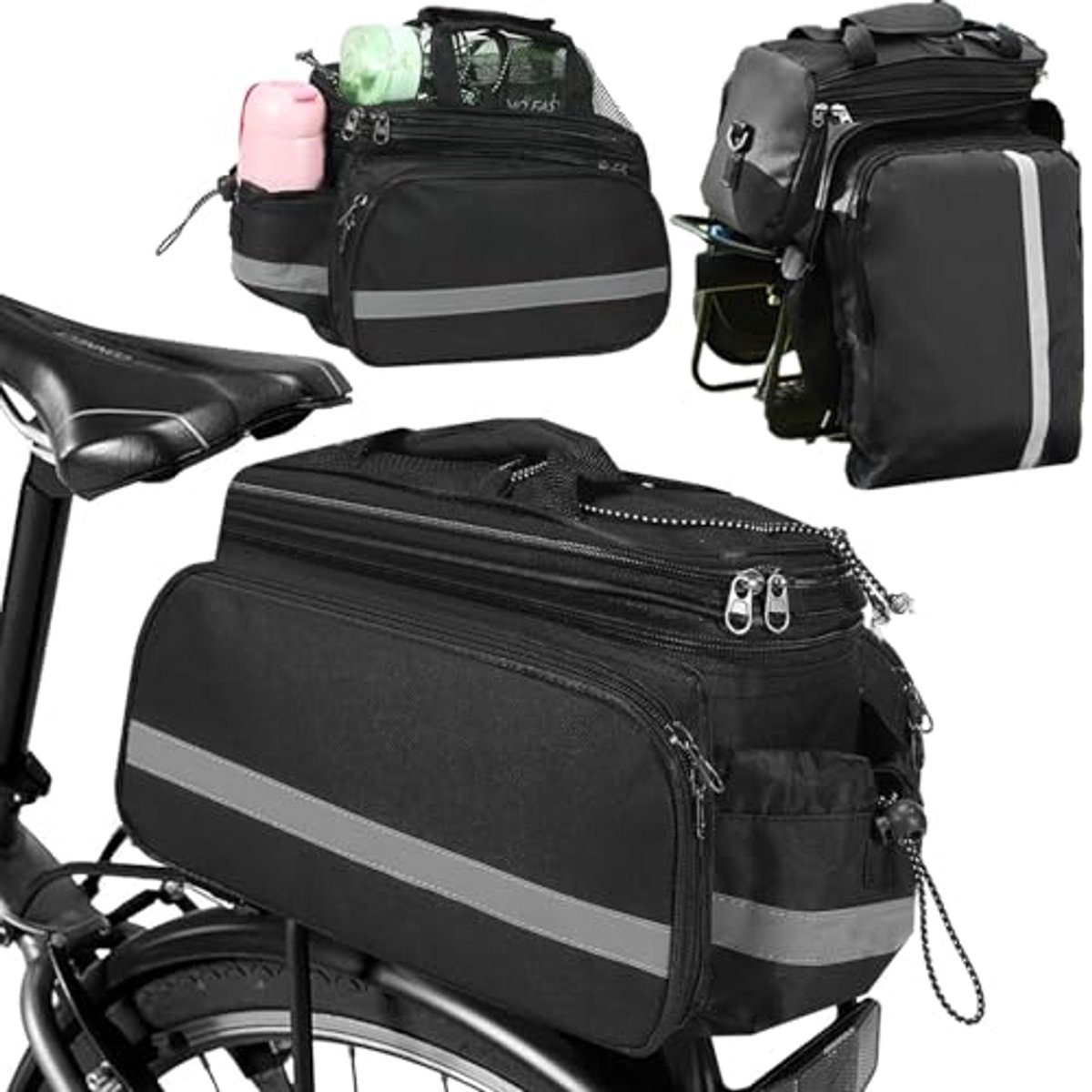 Multifunctionele Fiets-Bagagedragertas 10-20 Liter - Waterdicht, Opvouwbaar en Reflecterend