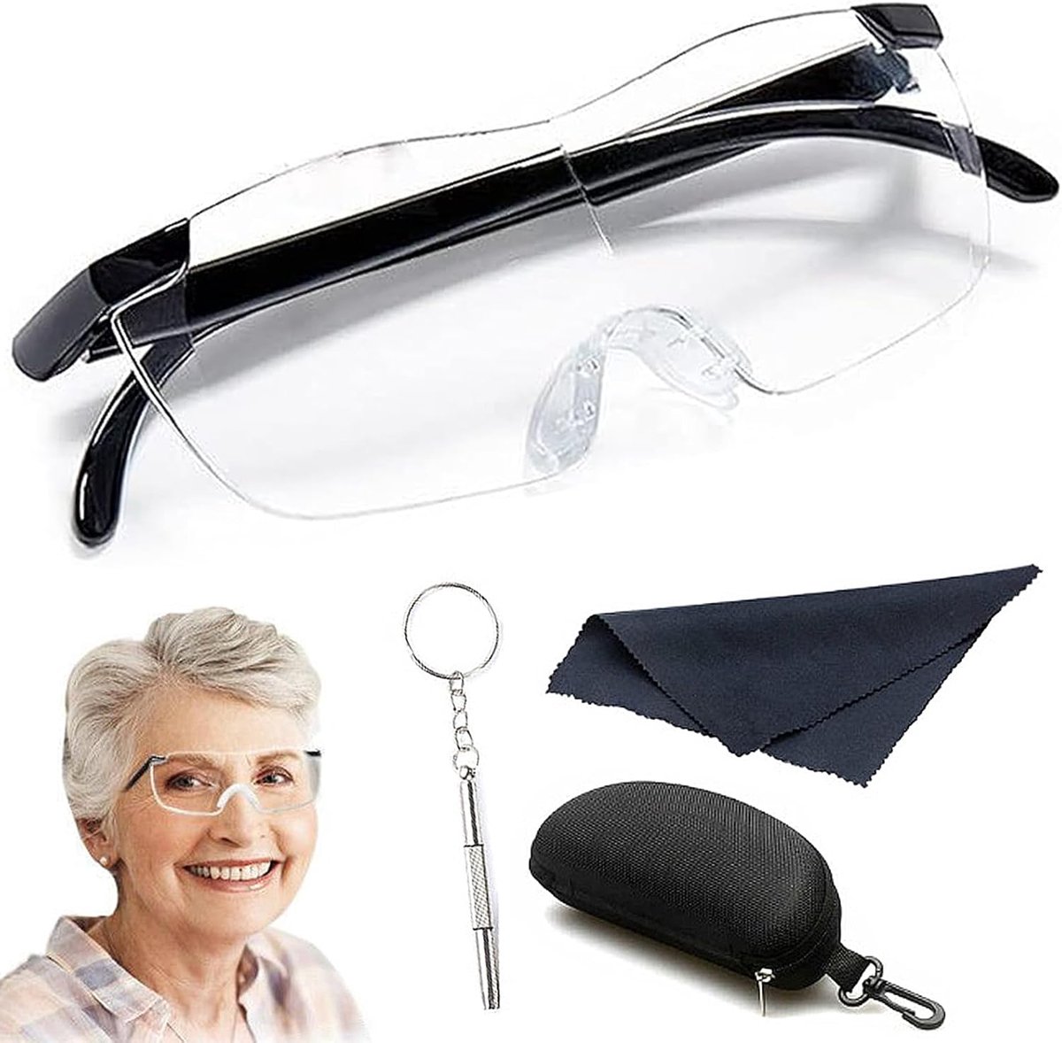 Magnifying Glasses - 300% Vergroting - Lezen - Anti-Blauw Licht - Loupe Bril voor Brildragers - Draagbare Lezen Lensen - Verrekijker voor Naaiwerk en Reparaties