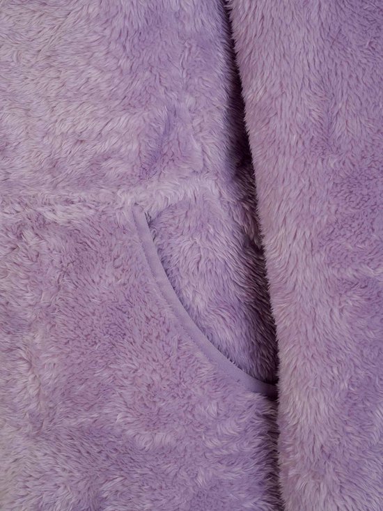 Lila fleece vest met een openvallende steekzak.