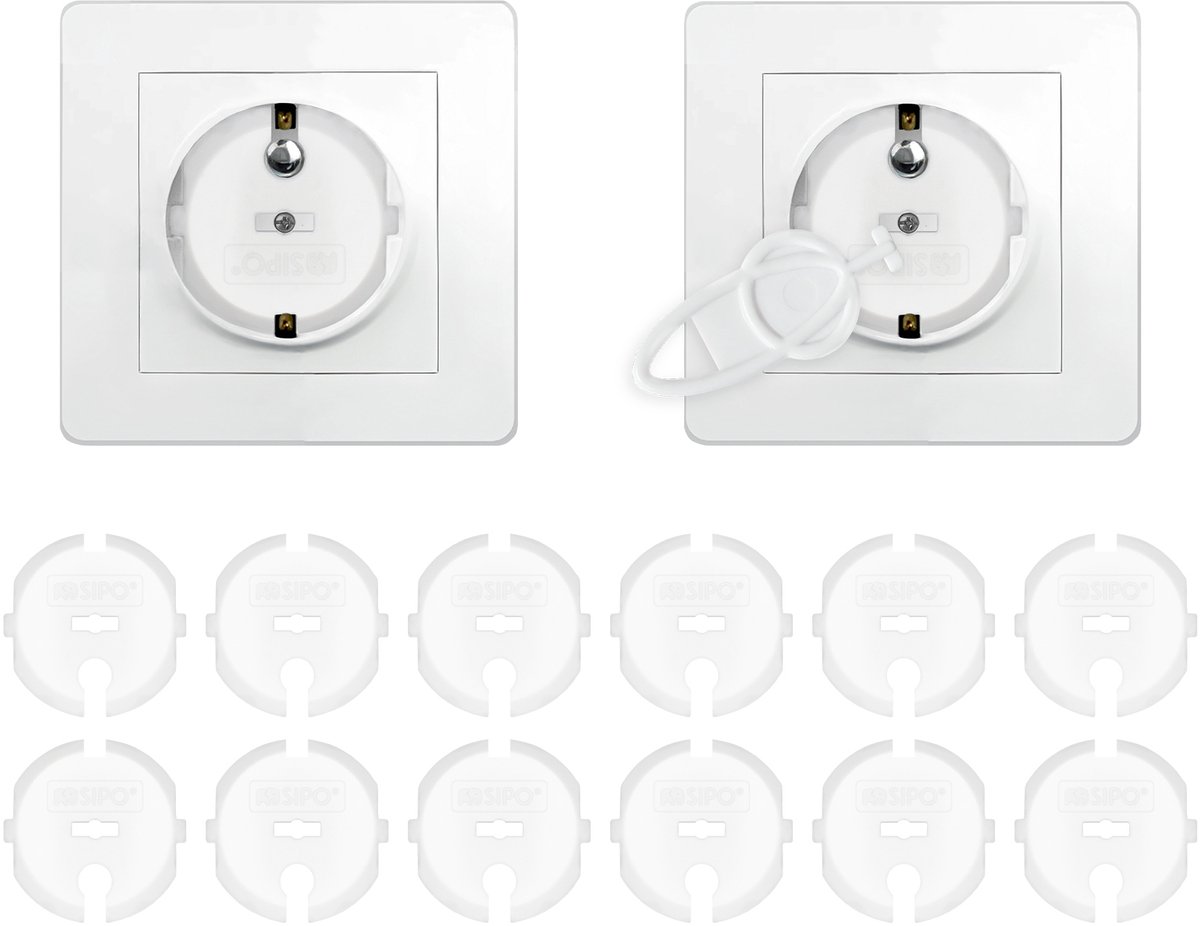 SIPO Stopcontactbeveiliging - 12-delig Set Witte Afdekplaat Type F - Vingerbescherming voor Kinderen - SBS-F20 – foto 8