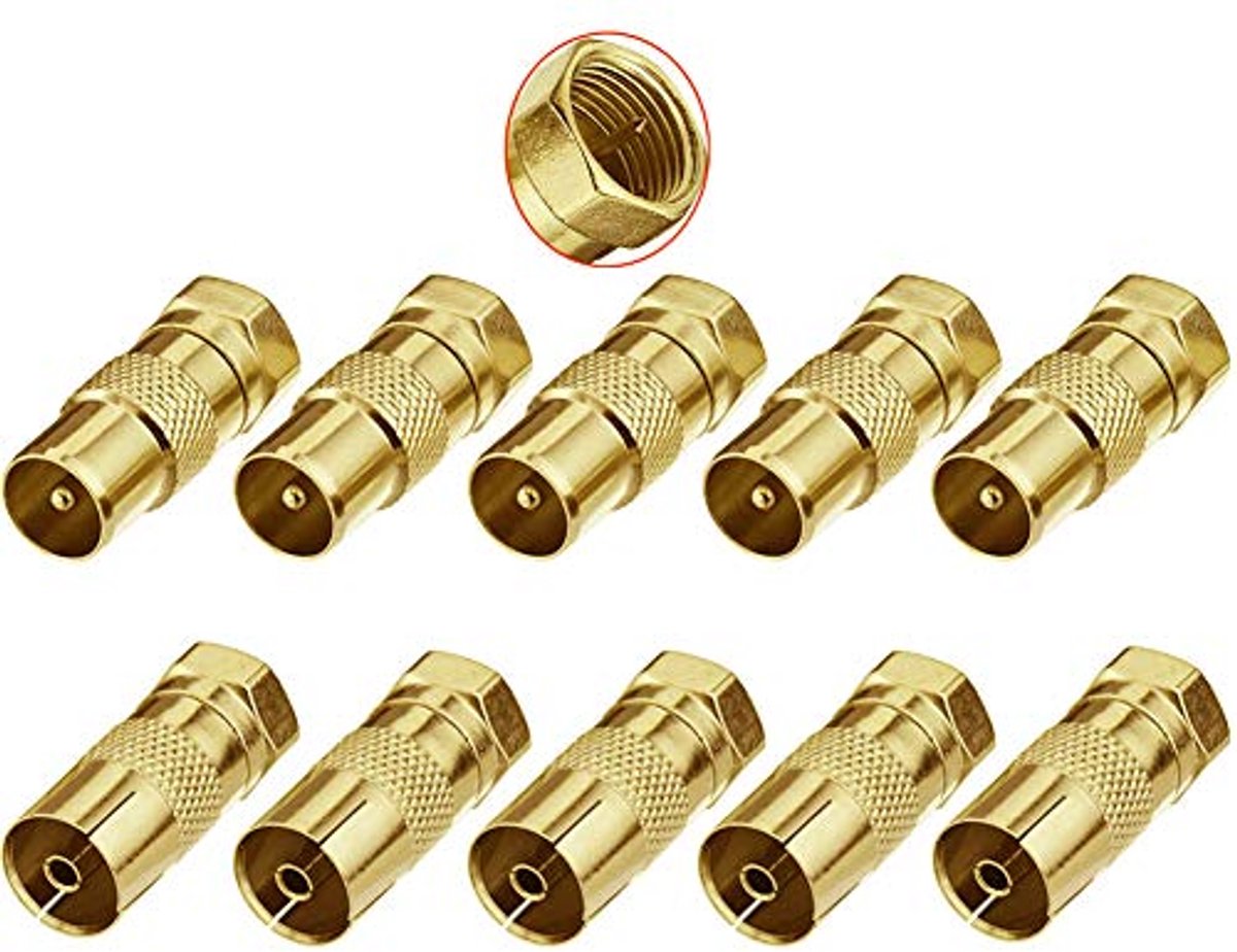 10 Stuks F Type Mannelijk naar Coax Mannelijk/Vrouwelijk Adapters - Antenne Coaxkabel F Connectoren
