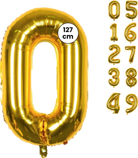 Fienosa Cijfer Ballonnen - Nummer 0 - Goud Kleur - 127 cm - XXL Groot - Helium Ballon - Verjaardag Ballon - Verjaardag Versiering - Leeftijd verjaardag - Verjaardagsballon - Verjaardag