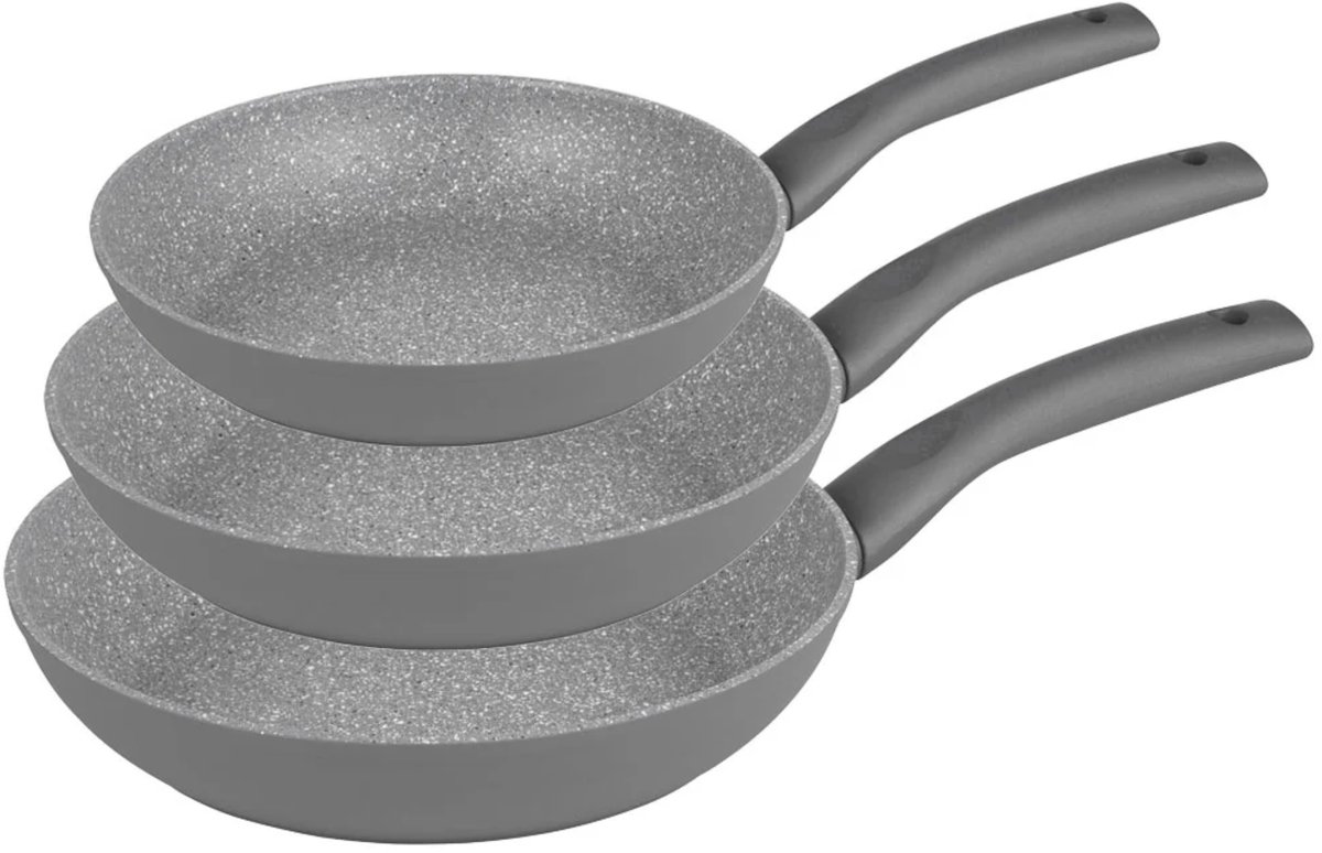 Michelino Pannenset - 20/24/28 CM ⌀ - Alle Warmtebronnen - Vaatwasserbestendig - Grijs