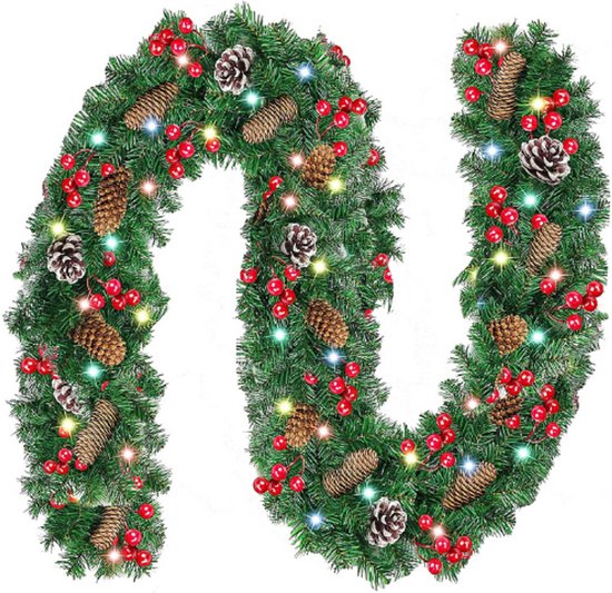 UCLEVER kerstslinger decoratie 3 m, niet-verlichte kunstmatige groene dennenslinger, zachte kerstslinger voor buiten, binnen, kerst, bruiloft, feest, kransen, decoraties (breedte 9 cm
