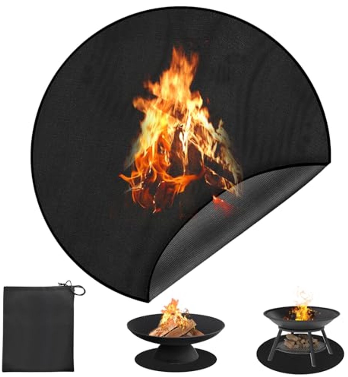 Ronde BBQ Beschermmat 96 cm - Vuurvaste Hittebestendige Canvas Mat