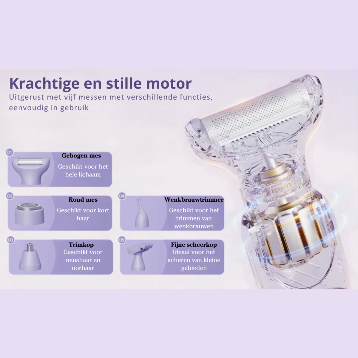 Nuvado Oplaadbaar 5-in-1 Scheerapparaat voor Vrouwen - afbeelding 3