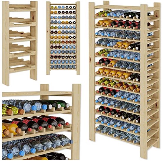 MMP®Wijnrek Muur - Wijnrek - Hangend - Modern Wijnrek Voor 91 Flessen 26x72x172cm Beige