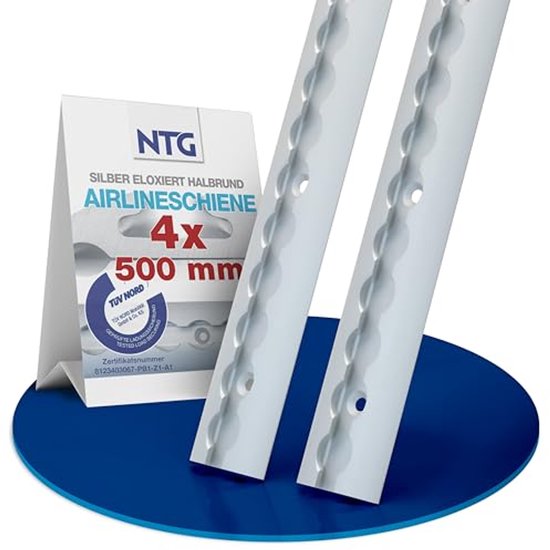 Set airline.rails, halfrond zilver geanodiseerd, voordeelset met