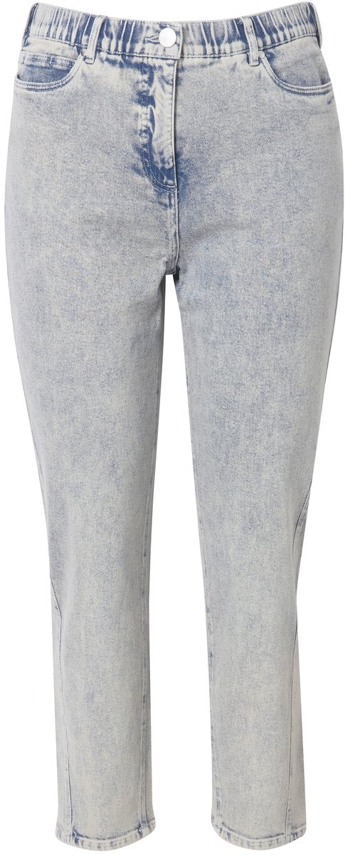 Ulla Popken - Dames - Mom jeans conische pijpen comfortabele tailleband - Mat jeansblauw - Maat 42