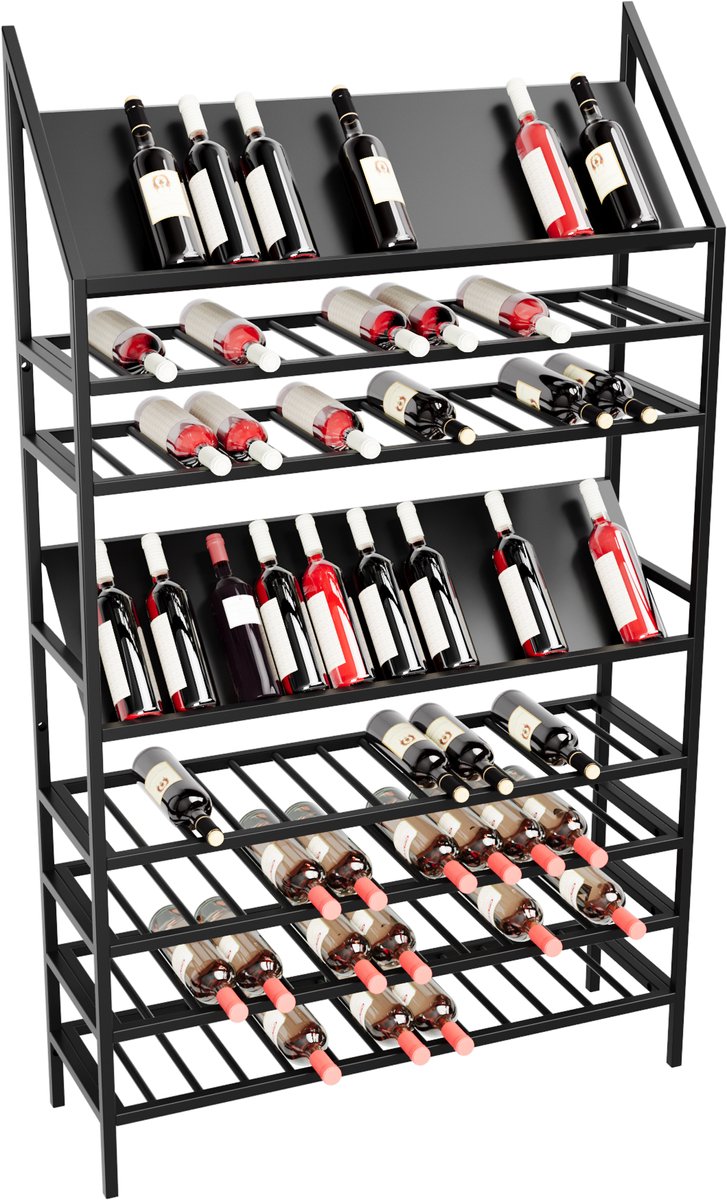 MetaloPro Weinregal Rioja – Schwarzes Metall-Flaschenregal Für 104 Weinflaschen, Robustes Design, Ideal Für Küche, Keller Oder Bar – 170x100x30cm