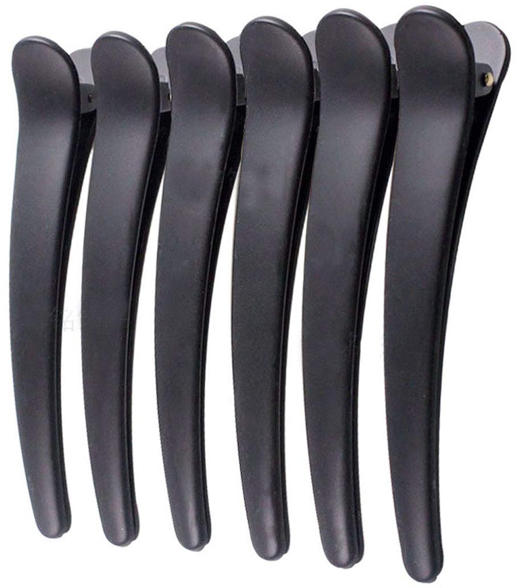 12 stuks matzwarte plastic metalen krokodillenhaarclips professionele haarclips voor kapsalons met eendenbektanden, antislipclips voor haarstyling en scheiding (lengte - 4,7 inch)