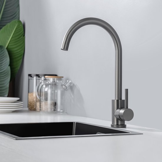 LOMAZOO Kitchen Faucet Cedric - Mitigeur - Robinet Cuisine - Noir Gun Métal / Zwart Anthracite