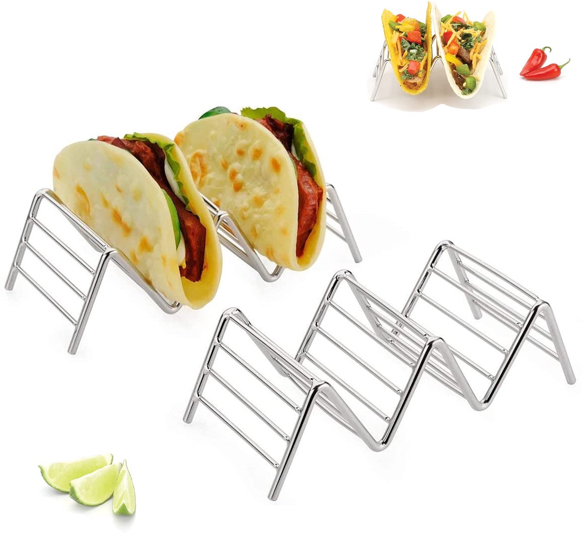 Ibenzoa® Roestvrijstalen houder voor tacos en pannenkoeken met multifunctioneel gebruik