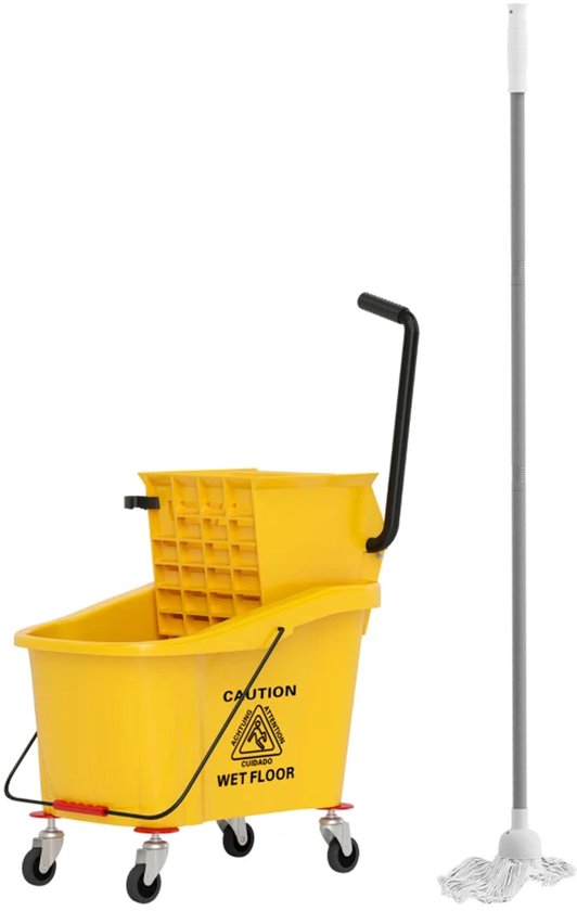 HOMCOM schoonmaakwagen reinigingswagen dweilwagen met 2 emmers
