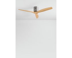CREATE - Plafondventilator 40W silent 100% hout (Ø132cm) (ruimtes 10m²-25m²) - Nikkel / Licht hout - Geen licht - Afstandsbediening - WIND CALM NATURAL WOOD